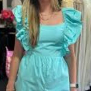 Ruffled Aqua Mini Dress
